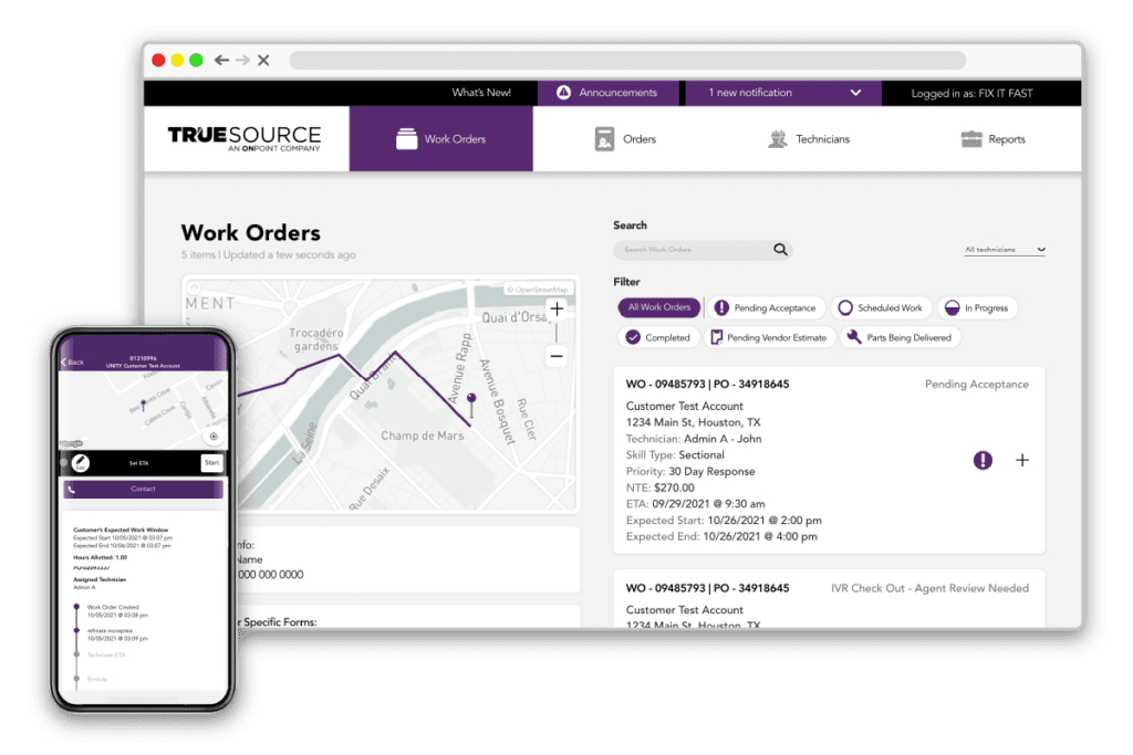 truesource affiliate connect app shown in web and mobile